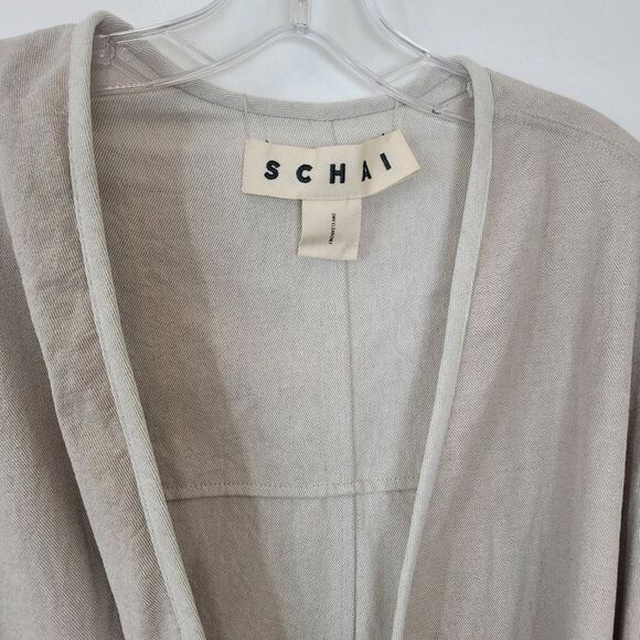 SCHAI Overcoat Linen Cotton Neutral Minimalist Lagenlook Oatmeal Oversized Small - Picture 6 of 16